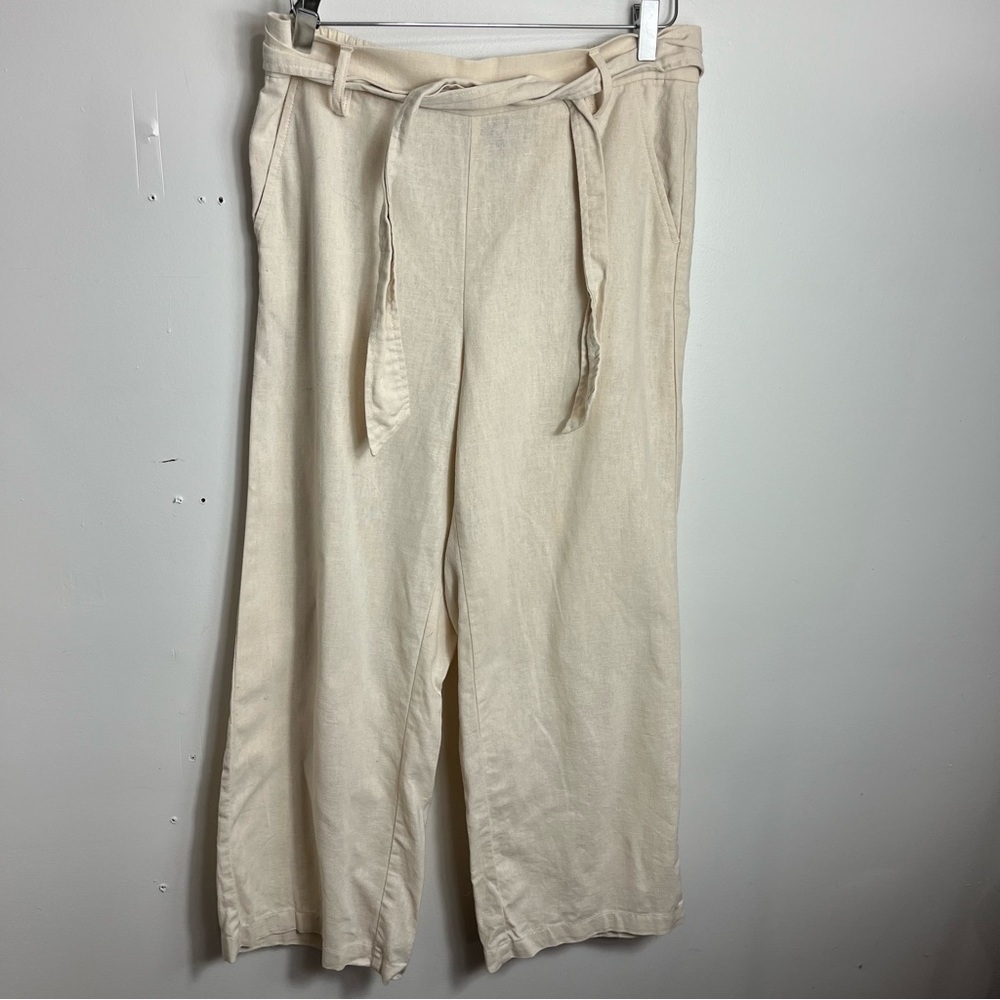 J. Crew Tie-front wide-leg crop linen-cotton pant size 8 1653